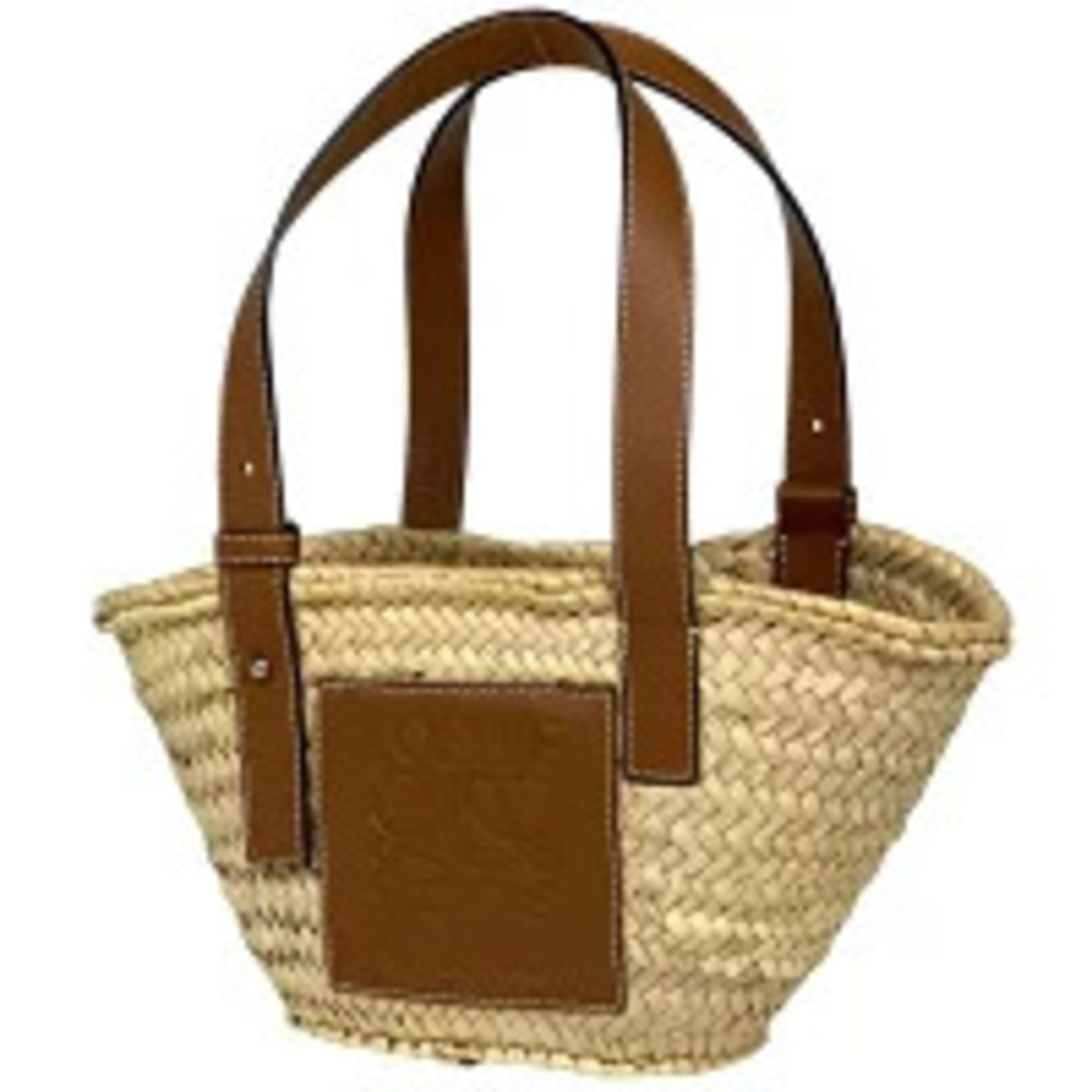 Loewe Basket Bag Woven Anagram Palm Leaf Tote Raffia